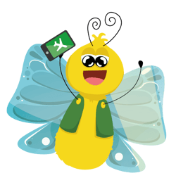 Das Symbolbild zeigt einen Comic-artig gezeichneten Schmetterling mit Handy und unterstreicht damit das Projekt Medienstarter, eine Medienpädagogik Weiterbildung für Erzieher und Kitas, damit die Medienkompetenz von Kindern in Mecklenburg-Vorpommern gestärkt wird.